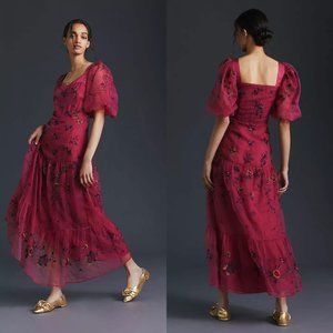 Anthropologie Let Me Be Embroidered Maxi Dress